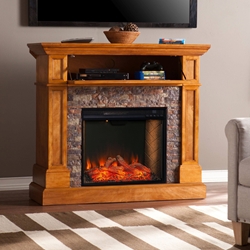 Rosedale Convertible Smart Fireplace with Faux Stone
