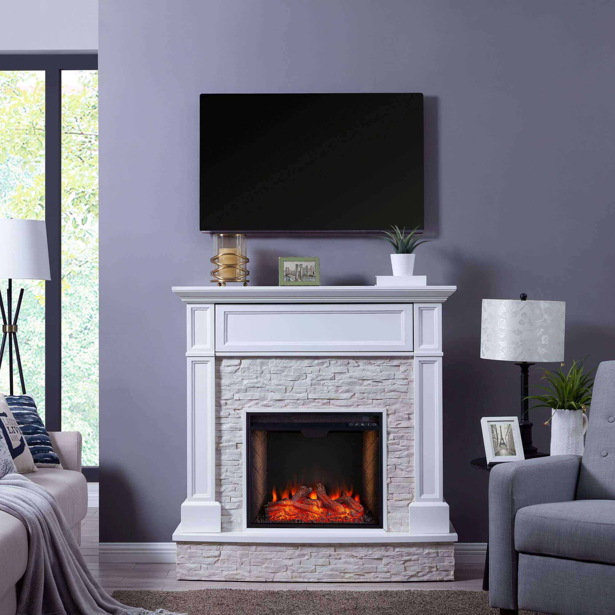 Jacksdale Smart Media Fireplace with Faux Stone