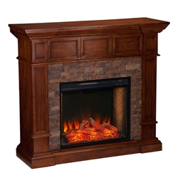 Merrimack Smart Convertible Fireplace with Faux Stone -  Buckeye Oak
