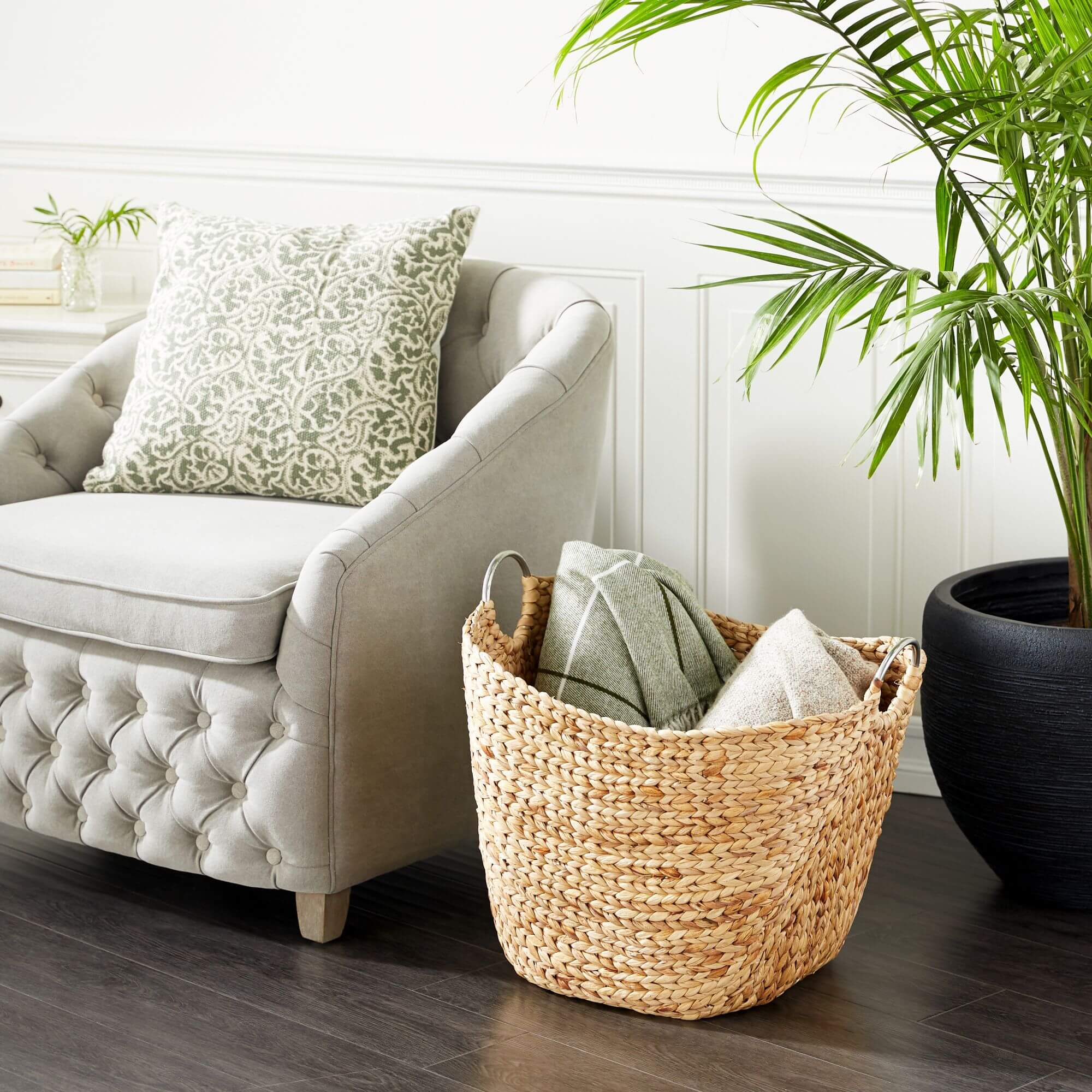 Dried Plant Material Contemporary Storage Wicker