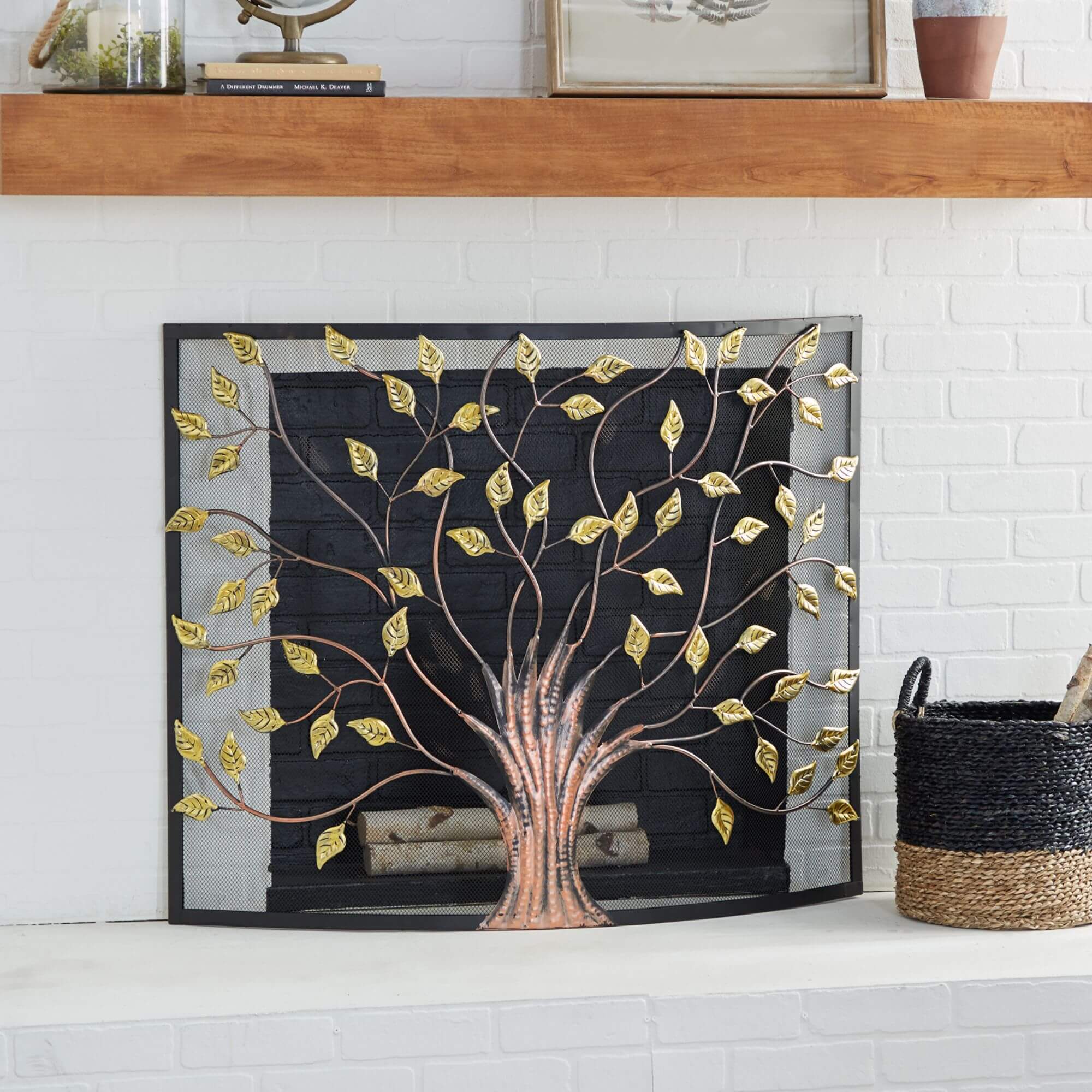 Iron Farmhouse Fireplace Screen