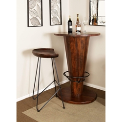 Brown Iron and Wood Rustic Bar Stool, 32" x 17" x 14"