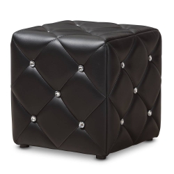 Baxton Studio Stacey Modern and Contemporary Black Faux Leather Upholstered Ottoman