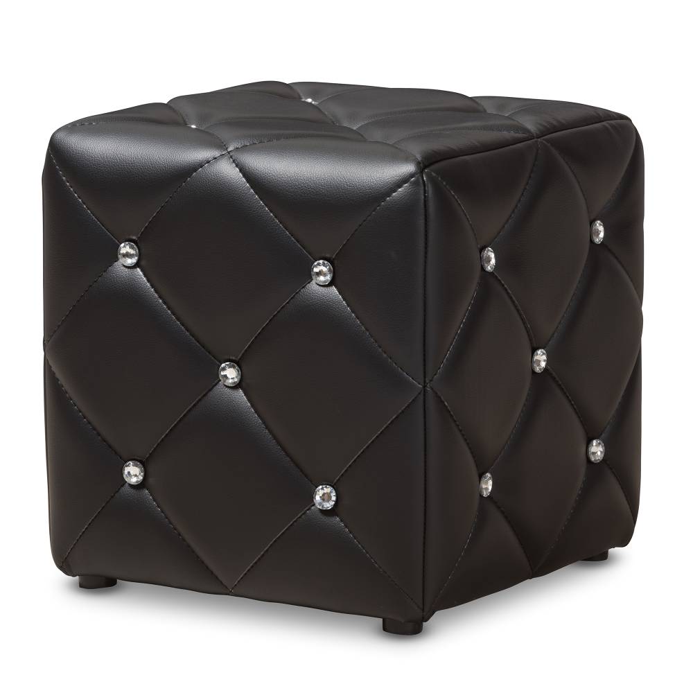 Baxton Studio Stacey Modern and Contemporary Black Faux Leather Upholstered Ottoman