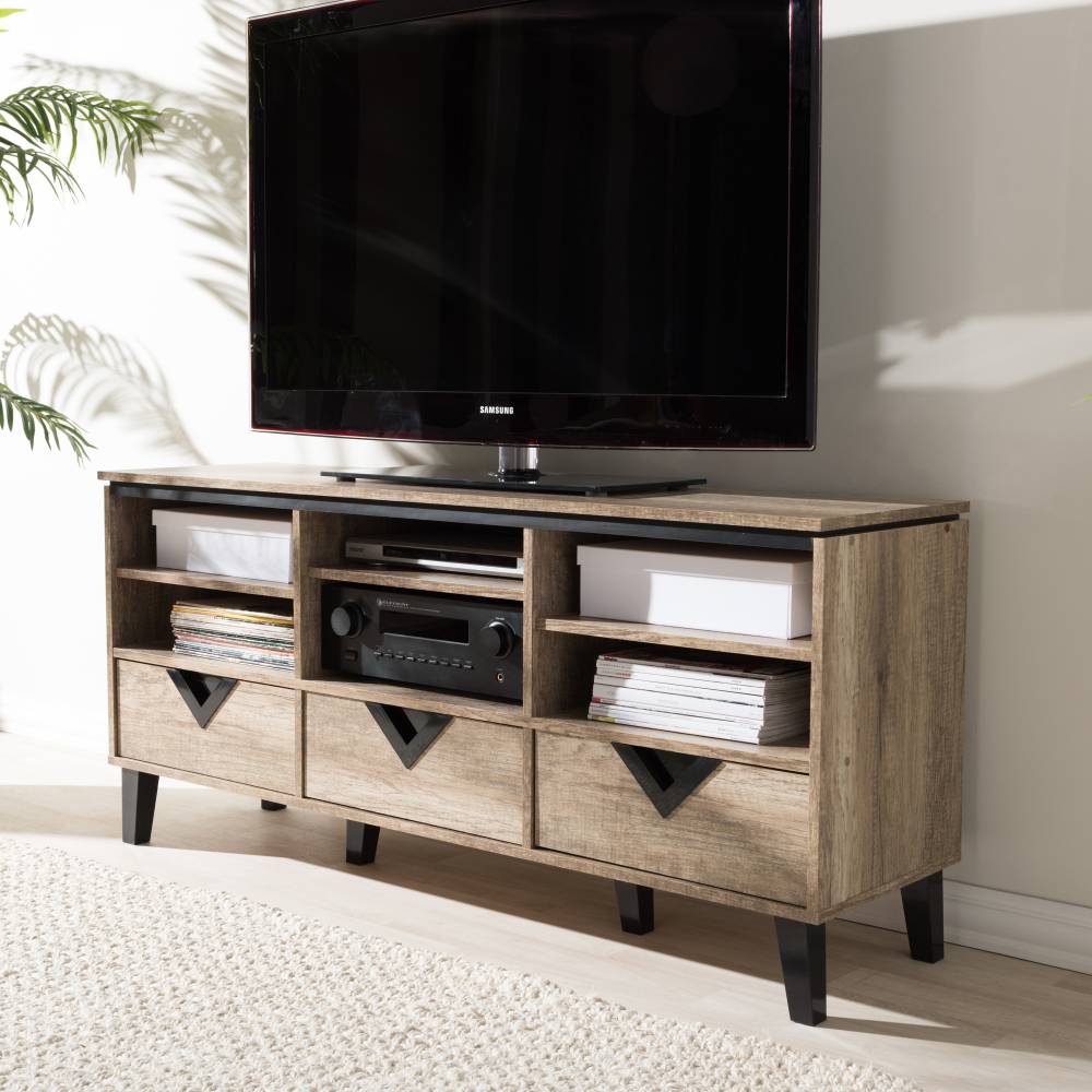 Baxton Studio Wales Modern and Contemporary Light Brown Wood 55-Inch TV Stand