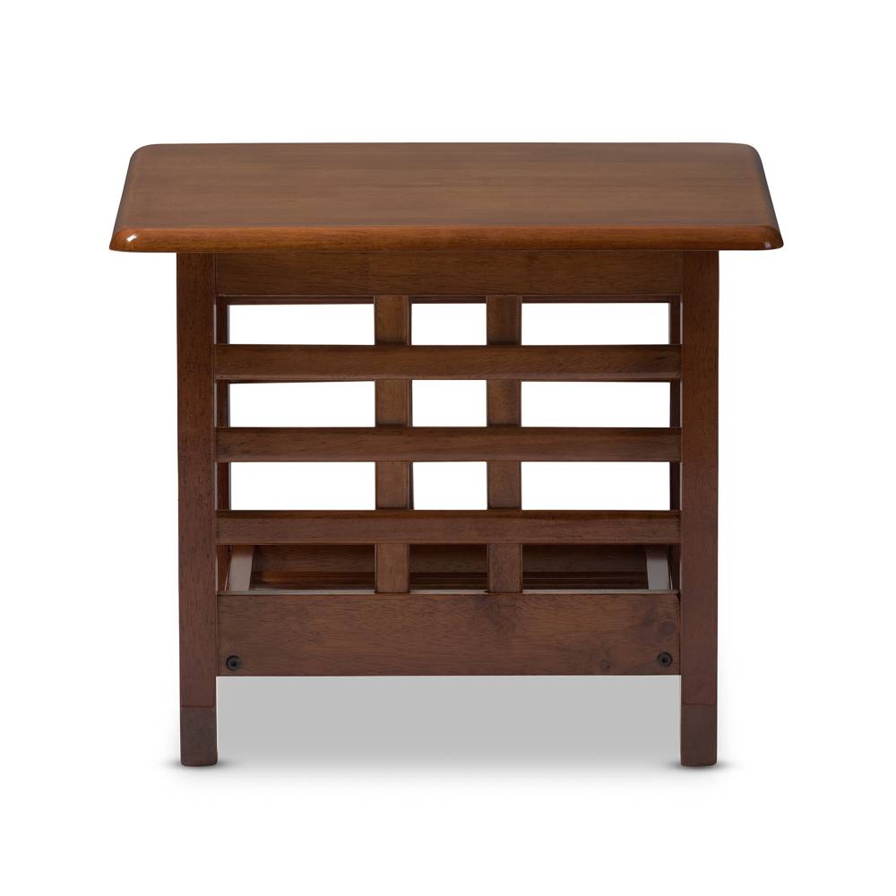 Baxton Studio Larissa Modern Classic Mission Style Cherry Finished Brown Wood Living Room Occasional End Table