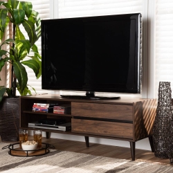 Baxton Studio Suli Mid-Century Modern Walnut Brown Finished Wood TV Stand