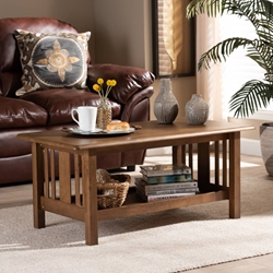 Baxton Studio Rylie Traditional Transitional Mission Style Walnut Brown Finished Rectangular Wood Coffee Table