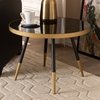 Baxton Studio Lauro Modern and Contemporary Round Glossy Marble and Metal Coffee Table with Two-Tone Black and Gold Legs