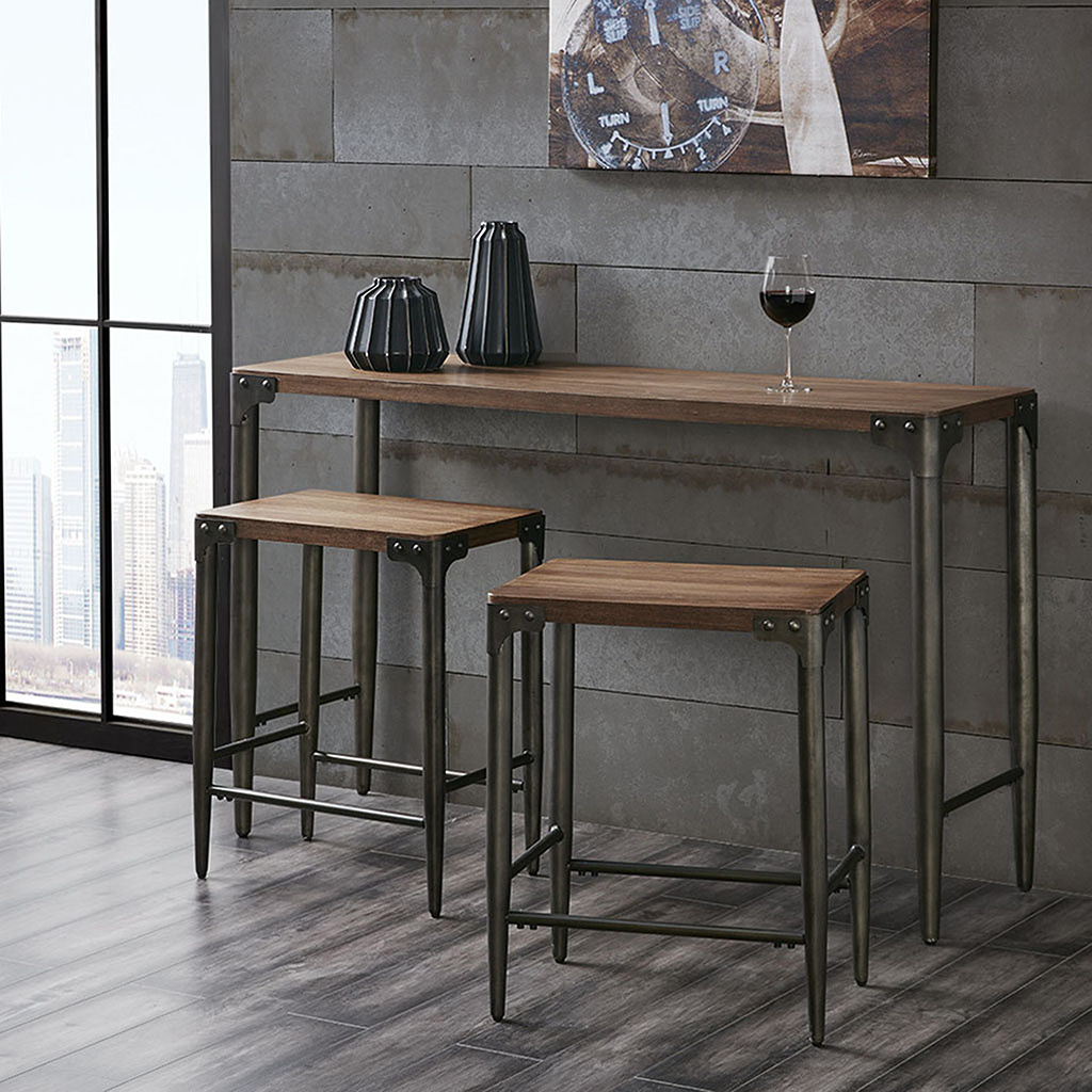 Caden Console Table and Counter Stool Set (3pcs)