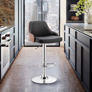 Asher Adjustable Faux Leather Bar Stool