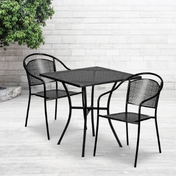 28SQ Black Patio Table Set