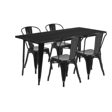 31.5x63 Black Metal Table Set