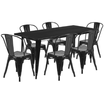 31.5x63 Black Metal Table Set