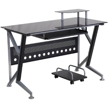 Black Glass Keyboard Desk