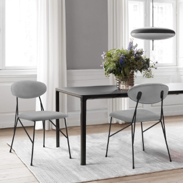 Alice Gray Velvet and Metal Dining Room Chairs - Set of 2