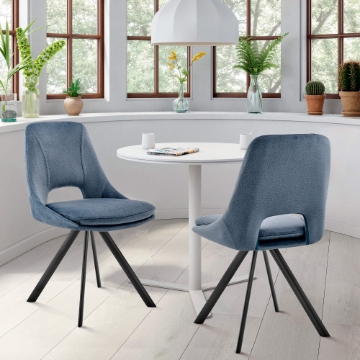 Lexi Dining Room Accent Chair in Blue Velvet and Black Finish - Set of 2