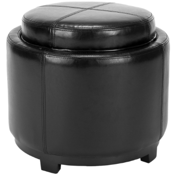 Arturo Round Tray Ottoman - Black