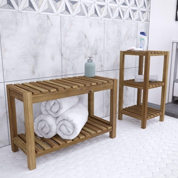 Jambira Solid Wood Bath Storage Set – 2pc