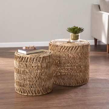 Davari Water Hyacinth Nesting Tables – 2pc Set