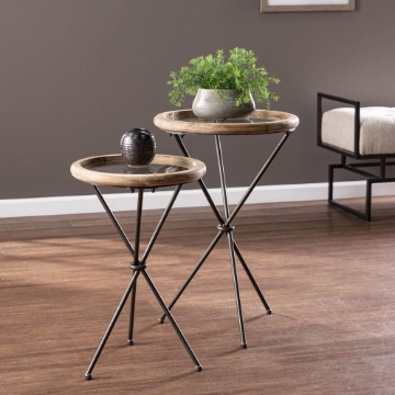 Crellon Glass-Top Accent Tables – 2pc Set