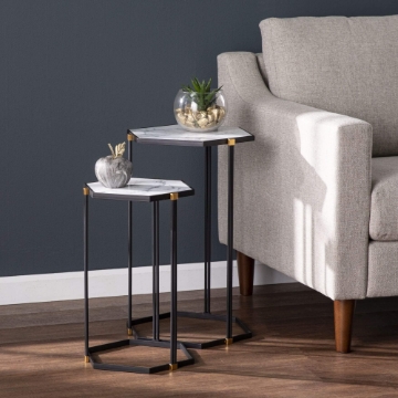 Kerrisdale Faux Marble Nesting Tables – 2pc Set