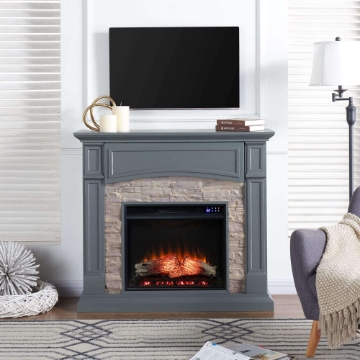 Seneca Electric Media Touch Screen Fireplace - Gray