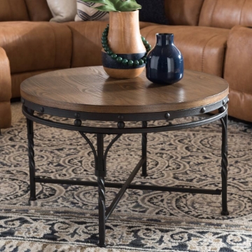 Baxton Studio Austin Vintage Industrial Antique Bronze Round Coffee Cocktail Occasional Table