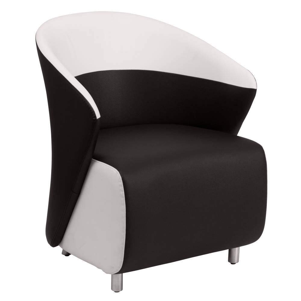 Black LeatherSoft Curved Barrel Back Lounge Chair