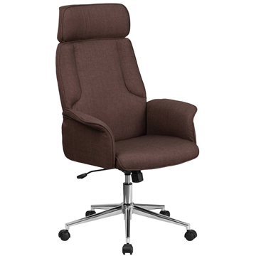 High Back Fabric Executive Swivel Office Chair with Chrome Base and Fully Upholstered Arms