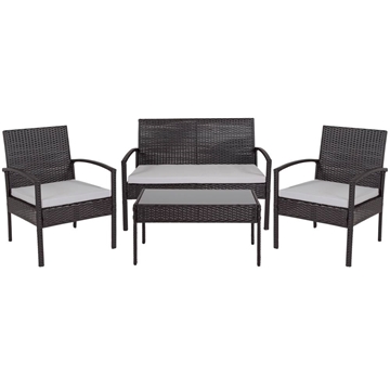 Lakebend Series 4 Piece Black Patio Set with Steel Frame and Gray Cushions