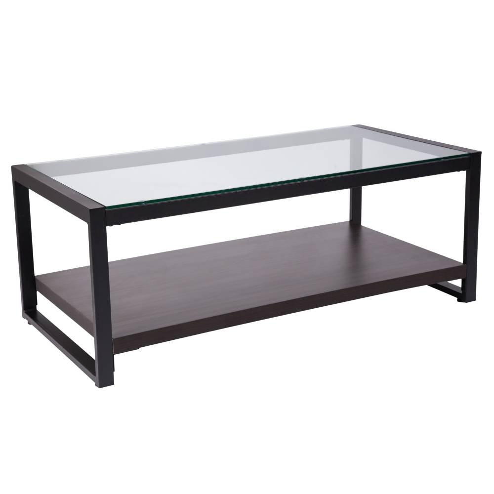 Glass Coffee Table with Shelf