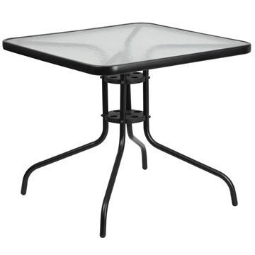 31.5SQ Glass Black Patio Table