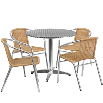31.5RD Aluminum Table/4 Chairs