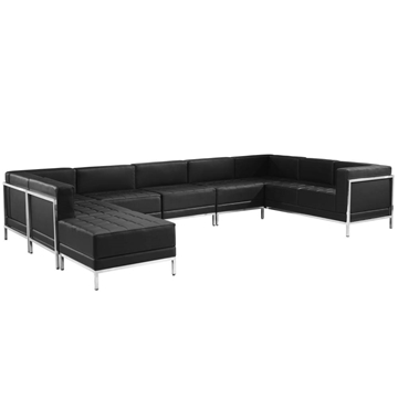 Black Leather Sectional, 7 PC