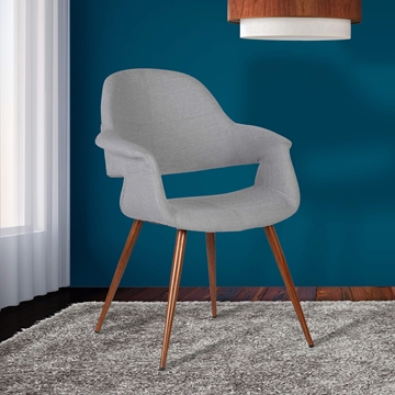 Phoebe Mid-Century Dining Chair in Walnut Finish and Gray Fabric