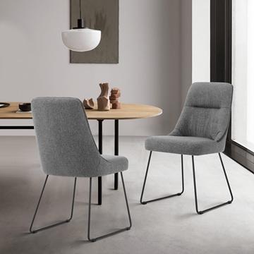 Quartz Gray Fabric and Metal Dining Room Chairs - Set of 2