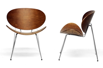 Baxton Studio Reaves Walnut Effect Mid-Century Modern Accent Chair (Set of 2)