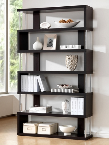 Baxton Studio Barnes Dark Brown Six-Shelf Modern Bookcase