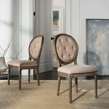 Thompson Tufted Linen Oval Side Chair