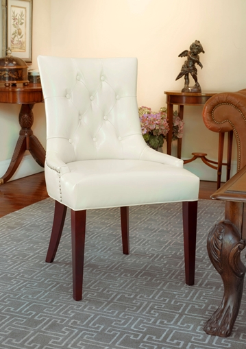 Siena 19''H Leather Tufted Chair Nickel Nail Heads