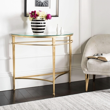 Edna Antique Gold Glass Console Table - Gold