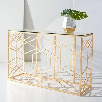 Tinsley Gold Leaf Console Table - Gold
