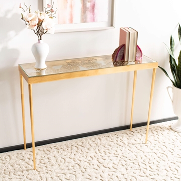 Arverne Palm Leaf Console Table - Gold