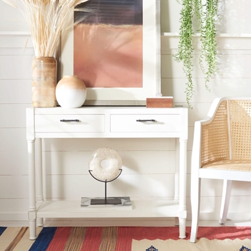 David 2 Drawer Console Table - Distressed White