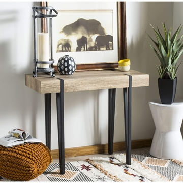 Aggie Rectangular Rustic Midcentury Wood Top Console Table - Natural