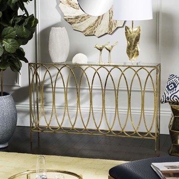 Marshal Oval Ringed Console Table  - Gold