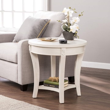 Laverley Traditional Round End Table – Whitewash
