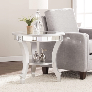 Linsay Mirrored Round End Table