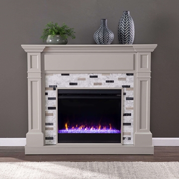 Birkover Color Changing Electric Fireplace with Marble Surround
